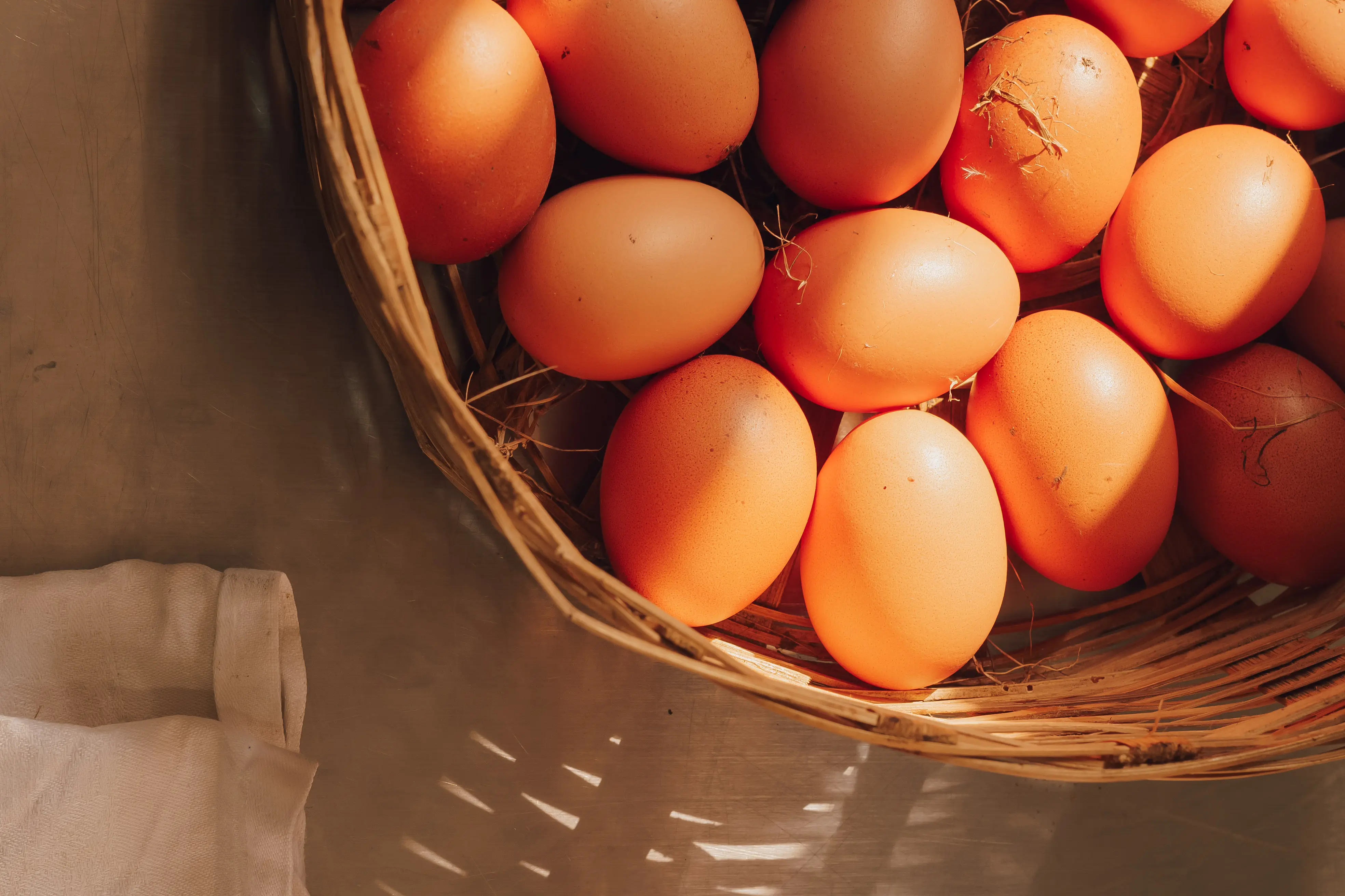 Fresh eggs in a basket